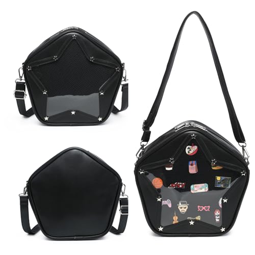 Image of Star PU Ita Crossbody Y2K Aesthetic Clear Pin Window Kawaii Anime Purse | Star Design For Cosplay, Meetups & Daily Y2K Outfits