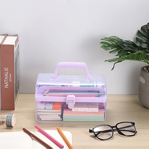 SUMTree Rectangle Plastic Craft Storage Boxes with Lids for Art Supplies Multipurpose Plastic Art and Craft Supply Storage Container Bin Case with Removable Tray - Image 4