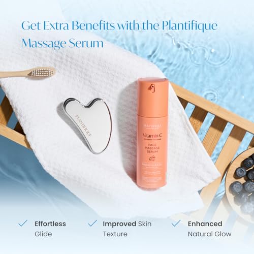 Image of PLANTIFIQUE Stainless Steel Gua Sha | Facial Tool | Skin Massage for Face Body Eyes Neck Heart Style with Travel Pouch | Skin Care Gift