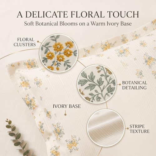 Image of VAS COLLECTIONS 240 TC Premium Fitted Bedsheet, Floral Printed King Size Elastic Deep Pocket Mattress Cover, Soft Breathable Bed Sheet for Bedroom, 72 x 78 + 10 Inches (183 x 198 + 25 cm) - Mustard