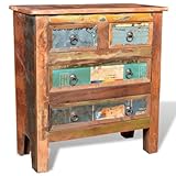 vidaXL Solid Wooden Cabinet with 4 Drawers, Handcrafted from Reclaimed Wood, Ideal for Storage and Decor, Brown, Size: 26' x 12' x 28'