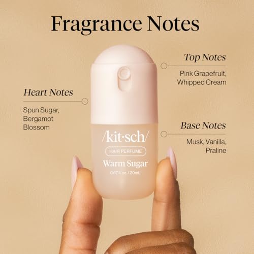 Image of Kitsch Hair Perfume for Women - Warm Sugar, 20mL | Clean, Deodorizing & Patented Odor-Eliminating Technology Hair Spray & Body Mist | Freshen Hair, Body & Pillows