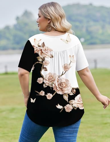 Image of IN'VOLAND Plus Size Tops for Women Short Sleeve Shirts Dressy Casual Tunics