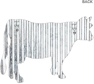 Everydecor Cow Galvanized Metal Wall Art Decor - Corrugated Rustic Metal Hanging Sign Farm Animals Cow Silhouette Kitchen Fence Decor