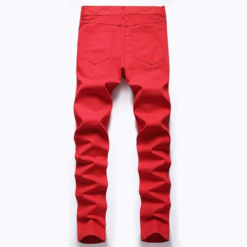 Kaxiya2021 Men's Slim Zipper Jeans Ripped Distressed Moto Biker Pants Straight Holes Hip Hop Stretchy Fashion Trousers2