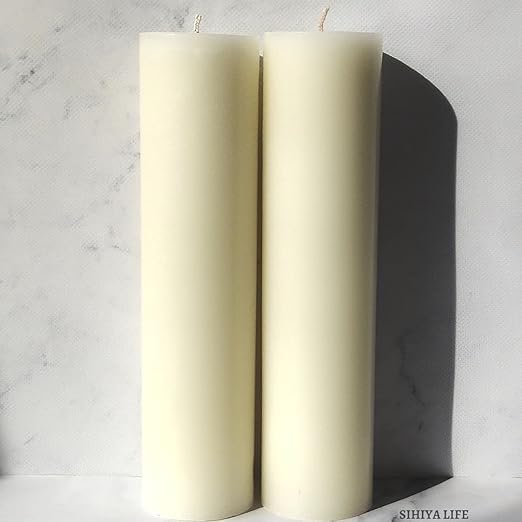 SIHIYA LIFE Set of 5 Ivory Pillar Candles | Unscented & Dripless Candles for Decor, Events, Restaurants | Natural Wax with Cotton Wicks | 140+hrs Burn Time (Ivory, 3x3 2pcs, 3x6 2pcs, 3x9 1pc Set)
