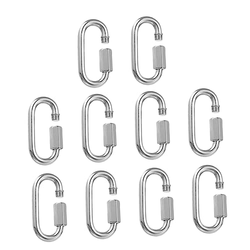 Anneome 10pezzi Moschettone in Catena Maglia Rapida Vite Ad Anello Connettore Per Corda Per Amaca Altalena Rimorchio Resistente Alla Corrosione Durevole
