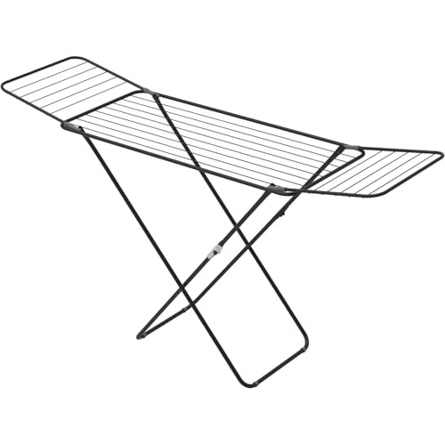 KROWN - Tendedero de Ropa Plegable de Metal Ligero, Color Negro, Capacidad 20 Metros, Medidas 180x55x89 cm, Portátil, Compacto y Resistente para Interiores y Exteriores (Negro)