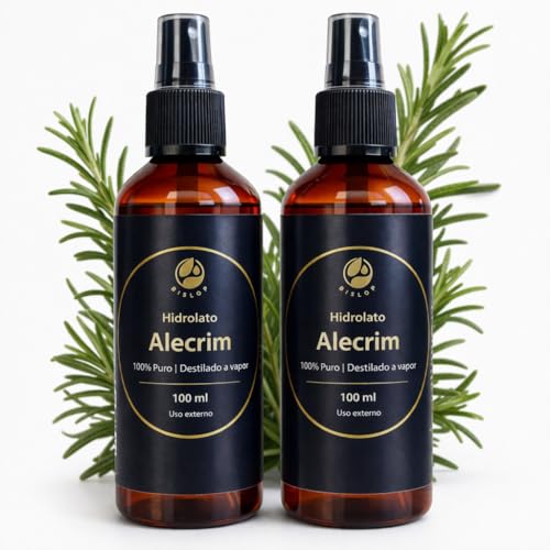 BISLOP Hidrolato de Romero 100% Puro Biológico - Agua de Romero para el Cabello - Estimulante Natural Crecimiento Capilar - Agua Floral - Romero para el Cabello - 2 x 100ml