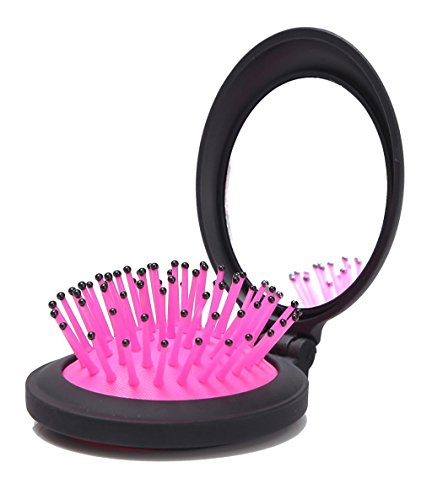 LOUISE MAELYS 1Pcs Folding Mini Pocket Hair Comb with Mirror Travel Set Gift Idea