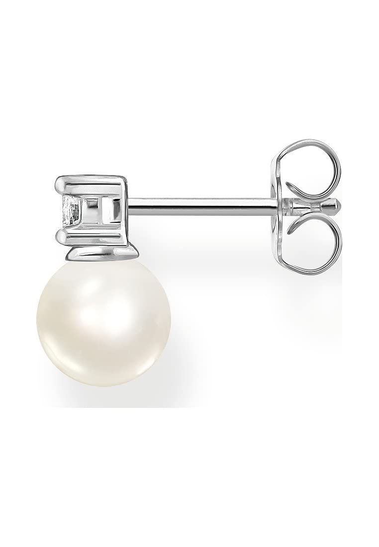 THOMAS SABO Einzel Ohrstecker Perle mit weißem Stein silber 925 Sterlingsilber