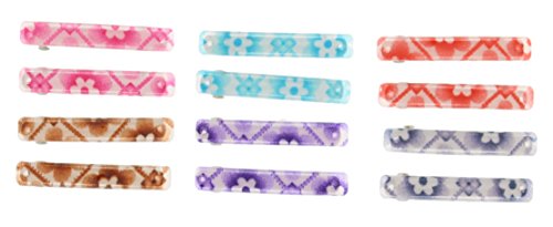 Making Waves Womens Floral Hair Barrettes (12 Piece Set) 2.5"
