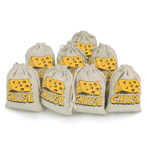 Cheese 8 Pack Small Gift Bags Cotton And Linen Drawstring Pockets Sachet Bag for Party Home Supplies