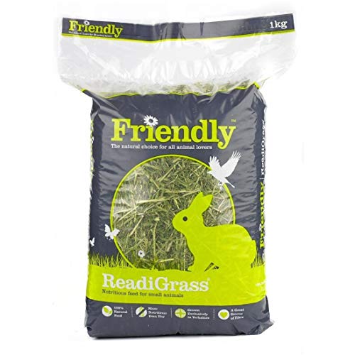 Friendly ReadiGrass Rabbit Food Dried Grass High Fibre Small Animal Food for Rabbits and Guinea Pigs, Natural and Nutritous Foraging Feed Hay Alternative – 1KG