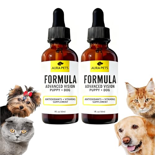 Aura Pets Advanced Vision Formula for Dogs AuraPets Vision Formula with Lutein Zeaxanthin Astaxanthin Supports Vision and Reduces Cloudiness 30ml (2pcs)