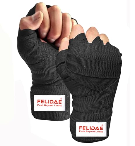 Image of FELIDAE PRO Boxing Wrap for Men Hand Wrap for Boxing Punching Hand Wraps Wrist Supporter for Gym Boxing Bandage for MMA and Martial Arts (110 inch) (Black)