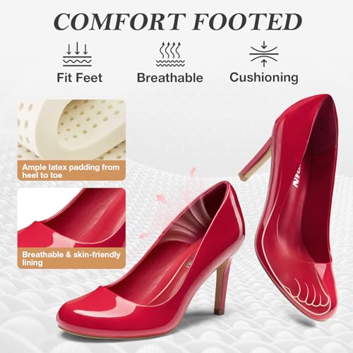 ZURIN Women's Round Toe Comfortable Stiletto Heels Closed Toe Dress Pumps Shoes for Wedding Work Office Business3