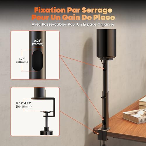 Support d'Enceinte de Bureau avec Gestion Câbles Cache Pied Réglable pour Sonos Era 100/300
