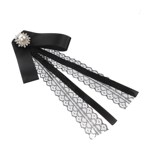 SAFIGLE Black Pre Tied Bow Tie with Elegant Ribbon Design for Women Chic Bowknot Accessory for Collarless Shirts Skirts and Special Occasions Unique present for