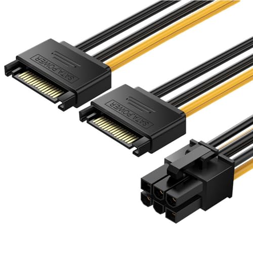 HAISENG SATA15Pin a 6Pin Conector Cable para Tarjeta Gráfica Fuente de Alimentación para Construir Actualización o Reparación de Computadoras