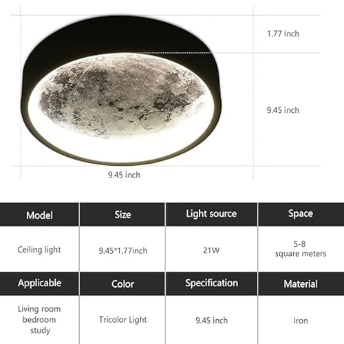 Image of GITGRNTH Dimmable Moon Wall Sconce Plug in Modern LED Wall Light with Remote Control 9.5inch 15W Black Wall Lamp Indoor Wall Mounted Lighting Ceiling Light for Living Room Light (Celing Moon Ligth)