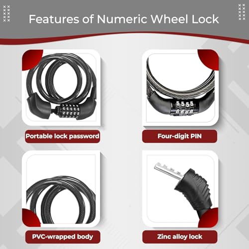 Image of Amazon Basics Keyless Numeric Bike Cable Lock - Pack of 1 | Preset Combination | Heavy Duty Anti-Theft Protection | Multi-Purpose Lock for Bike, Bicycle, Helmet, Luggage