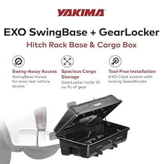 Yakima EXO SwingBase Hitch Base Rack & EXO GearLocker Vehicle Rooftop Cargo Carrier Box, Black - Car Storage Accessories for Travel and Camping