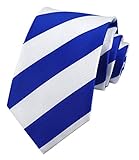 Men Boys White Blue Stripe Silk Ties College School Handmade Daily Dress Necktie