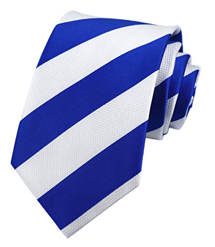 Men Boys White Blue Stripe Silk Ties College School Handmade Daily Dress Necktie #TOP6