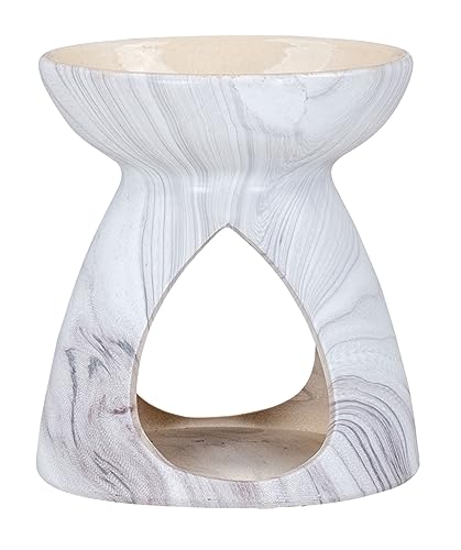 levandeo Doftlampa keramik marmorutseende svart vit oljelampa aromalampa bordsdekoration doft rumsdoft