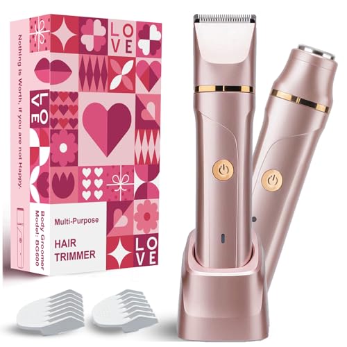 Bikini Trimmer for Women 2-in-1 Electric Razors for Women with Body & Facial Heads, Rechar - image 1