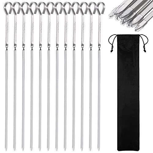 Spiedini durevoli da 12 pezzi con coperture protettive in silicone Spiedini per barbecue riutilizzabili piatti Spiedini di kebab Spiedini in metallo per carne, gamberetti, pollo, per barbecue da gia