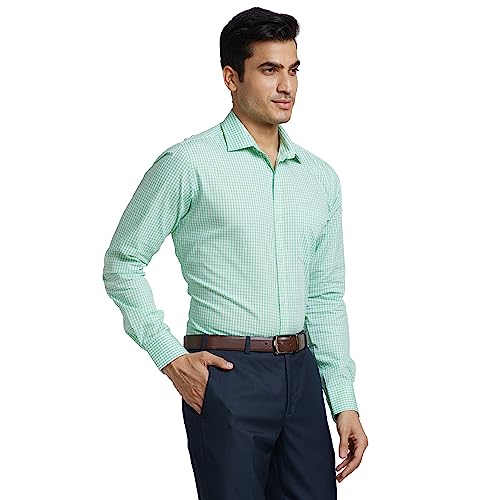 Image of Park Avenue Men Cotton Checkered Slim Fit Shirt