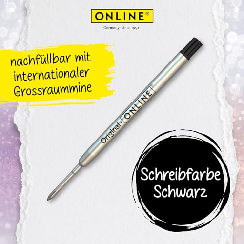 Online Crystal Pen Kugelschreiber Silver I mit funkelnden Strass-Steinen in Silber, eleganter Stift in Geschenkbox, mit internationale Großraummine, schwarzschreibend, Geschenkidee