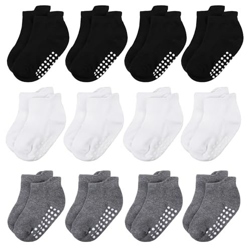Baby and Toddler Socks,Soft Cotton Non-Slip Ankle Socks for New Born,Boys and Girls