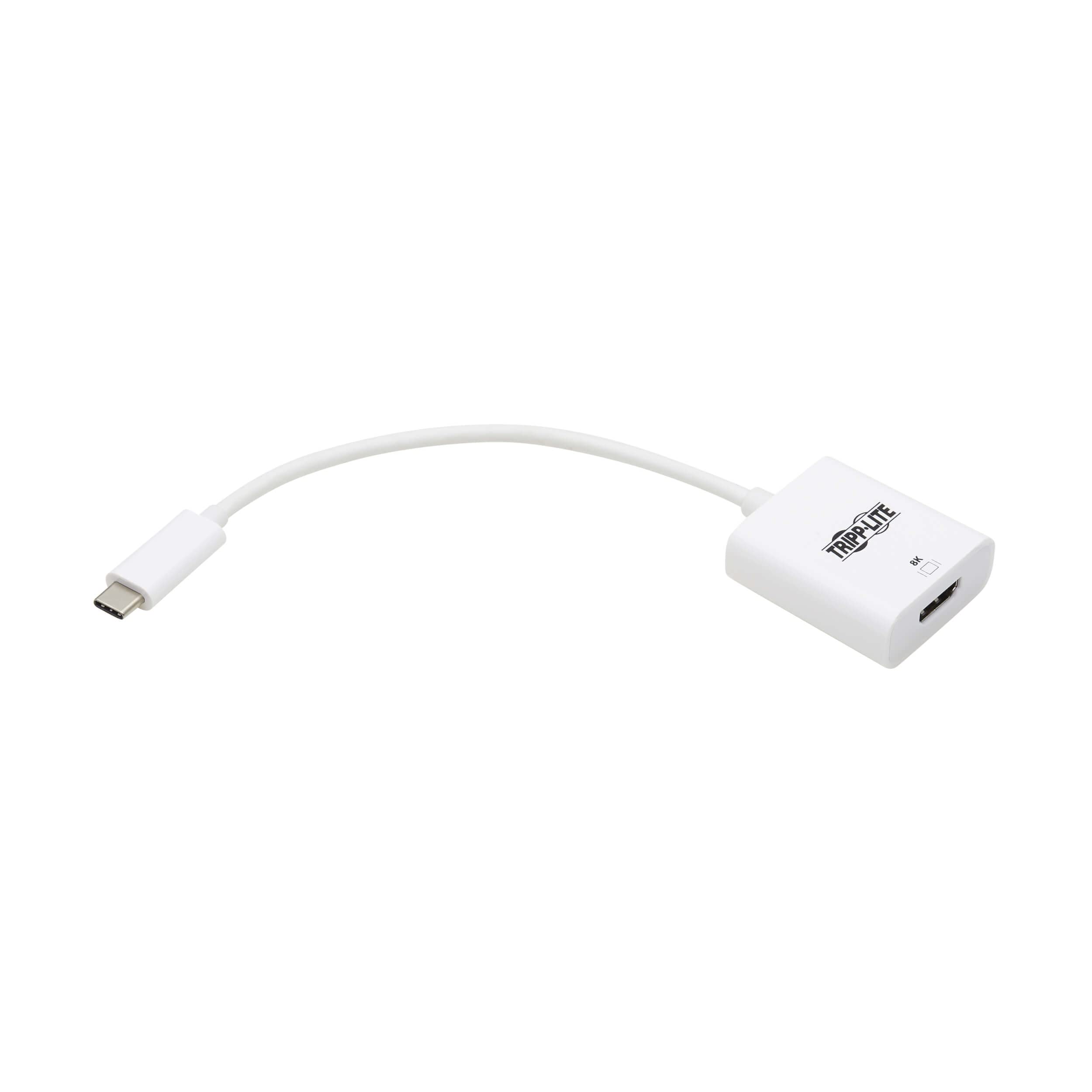 Tripp Lite Adattatore da USB-C a HDMI, 8K a 30Hz, cavo da 6", compatibile con Windows e Mac, da maschio a femmina, HDR 4:4:4, HDCP 2.3, plug-and-play, nessun software necessario, bianco, 1 anno di