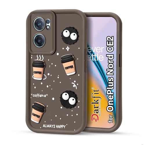 Image of Back Case Cover Compatible with OnePlus Nord CE 2 5G | Cute Fun Cartoon Ball 3D Coffee Silicone Case | Body Protection | Camera Protection | Shock Proof | Color Brown | Pack of 1