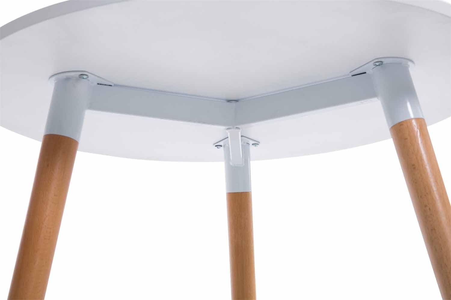 CLP Mesa Auxiliar Ansgar En Estilo Nórdica I Mesa De Centro Baja con Ř 80 Cm I Mesa De Café con Base De Madera & Tablero De MDF I Color:, Color:Blanco, Color del Marco:Natura