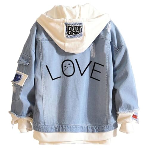 Image of KPOP Rapper Denim Jacket Jeans Love Printed Fashion Sport Hip Hop Hoodie