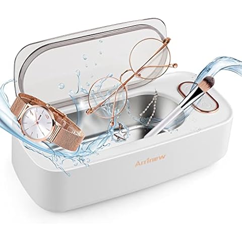 Arrinew Ultrasonic Jewelry Cleaner, Professional Glasses Cleaning Machine, 50 Khz Ultrasonic Cleaner for Gold Silver Jewelry, Diamond Ring, Earring, Watches, Eyeglasses, Denture, Razor Cover