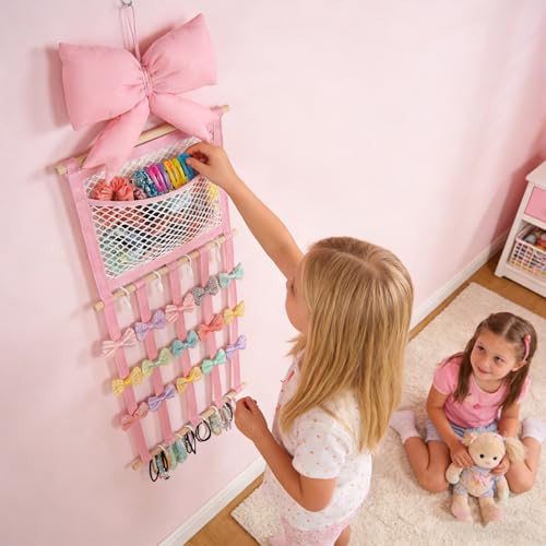 Organizador de accesorios capilares para niñas que elimina el caos de ganchos en el armario 3