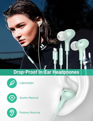 Image of iMangoo for Apple MFi-Certified Headphones for Lightning Wired Earbuds Magnetic Ear Buds with HiFi Bass,3 Ear Tips Mic Corded Earphones for Gym, Commuting for iPhone 14 Plus 13 12 11 Pro Max Mint