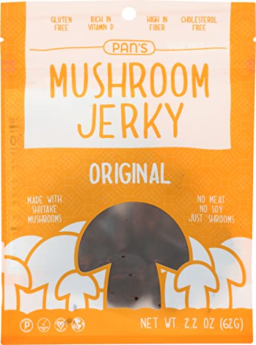 Pan's Mushroom Original Flavor Dried Mushrooms Shitake Jerky, Gluten Free, Soy Free, 2.2 Ounce (Pack of 6)