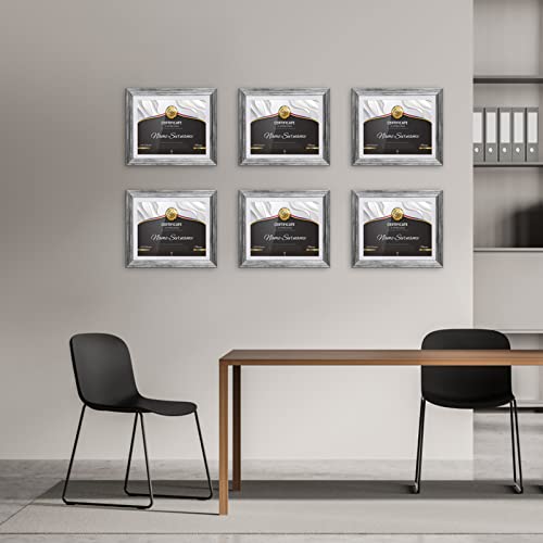 Mebrudy 8.5 X 11 Picture Frames With Mat, Silver 8.5X11 Document Certificate Diploma Award Photo Frame Set For Wall Or Tabletop Display, 6 Pack #TOP1