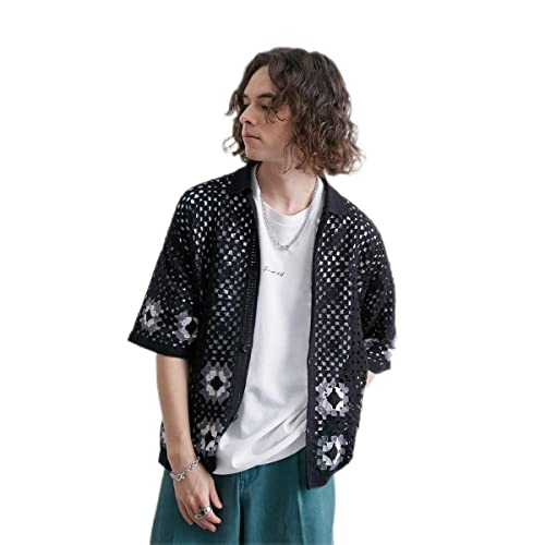 [ジュンレッド] クロシェシャツ ブラック（01） L