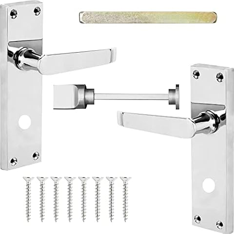 Neighbours Lane Door Handle - Straight Victorian Polished Chrome Door Handles Lever Bathroom for Bathroom Doors - Easy to Install & Durable Construction Material with Good Grip - 6”, 1 Pair Cover