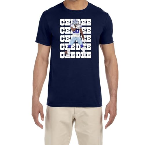 Navy Dallas CeeDee Lamb Text Pic T-Shirt Youth Large