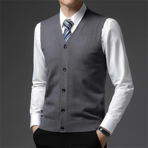 Men's Sweater Vest Casual V Neck Sleeveless Button Down Knitted Cardigan Vest4