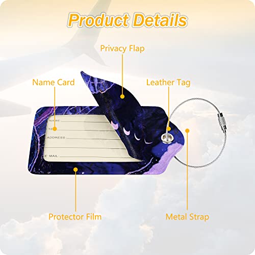 Image of Set of 2 Luggage Tag Suitcases Tag with Privacy Name Lable ID Card PU Leather Baggage Tags for Men Women Travel