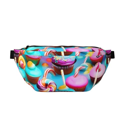 Sac banane de course coloré à motif beignets et sucettes avec sangle réglable
